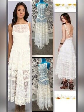 Nwt Free People Mitered MEADoW MAXI LACE gown Dress RARE